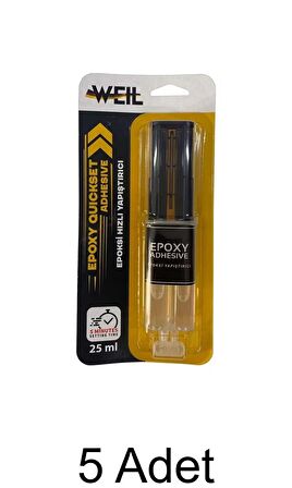 Epoksi Hızlı Yapıştırıcı 25 ml | Metal, Seramik, Ahşap, Cam, Plastik |Standlı Kutu 5 Adet