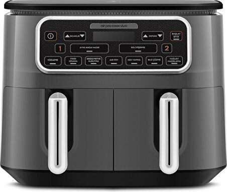 Karaca Air Pro Cook Duo Köz Xxxl 4+4 Litre Airfryer Space Gray 8 Kişilik
