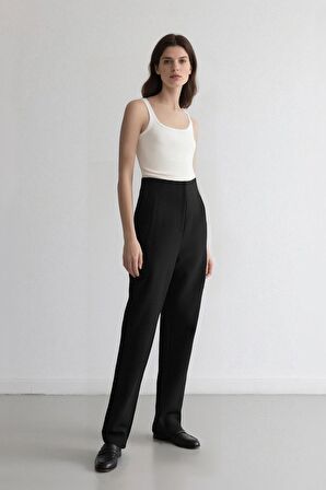 DeFacto Crop Klasik Kumaş Pantolon Carrot Fit Fermuarlı Yüksek Bel Basic Düz Dar Paça C2466AX25SPBK81