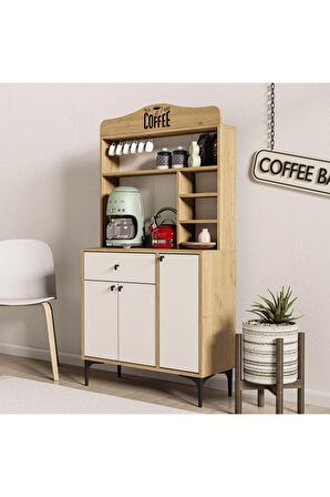 Mezza 5224 SIESTA 90CM KAHVE KÖŞESİ ÇOK AMAÇLI DOLAP 3 KAPAKLI 1 ÇEKMECELİ KİLER MUTFAK DOLABI SEPET-BEYAZ