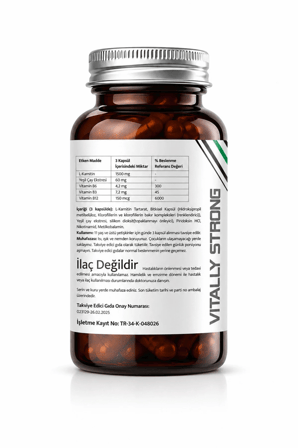 L-Carnitine 1500 mg 60 Kapsül | Yeşil Çay Ekstresi + B3 B6 B12 Vitaminli L-Karnitin Takviyesi