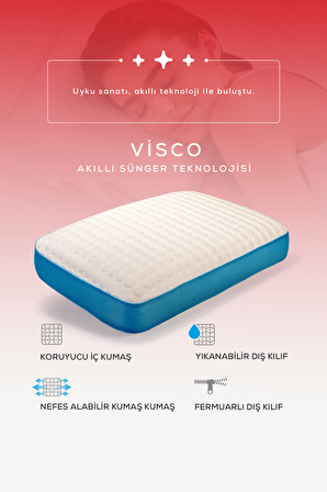 Moda Home Bedding Visco Bubbli Tombik Yastık MAVİ, Visco yastık,, Ortopedik yastık