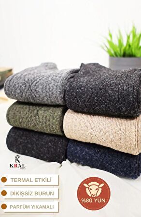 Erkek 6'lı Thermal Etkili İnce Örgülü Kışlık Çorap Lambswool