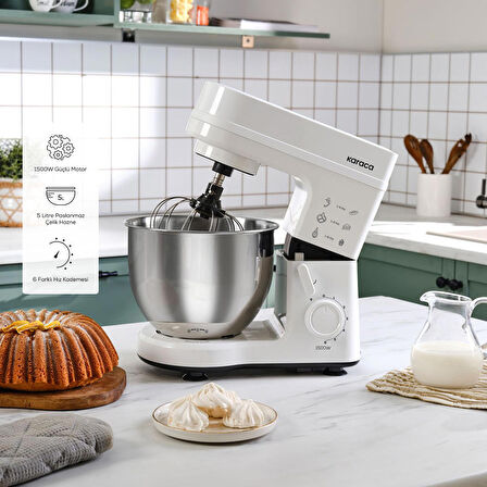 Karaca Maestrochef Stella Stand Mikser Beyaz 1500w 5 Litre