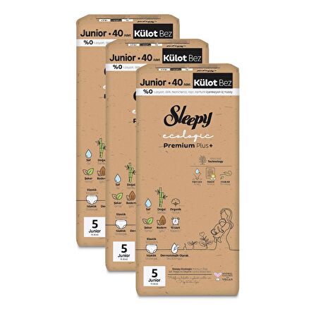 Sleepy Ecologic Premium Plus Avantajlı Paket Külot Bez 5 Numara Junior 120 Adet