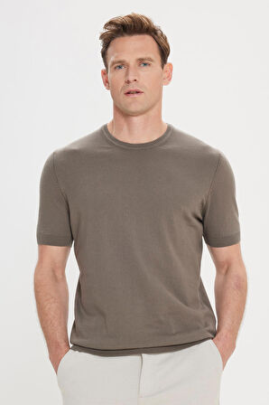 Standart Fit Normal Kesim %100 Pamuk Bisiklet Yaka Triko Tişört