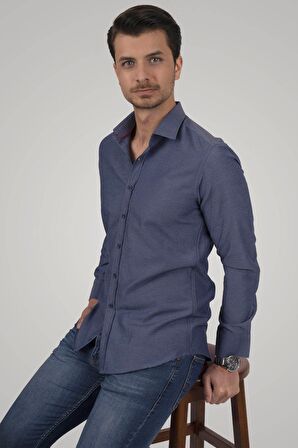 Kraliyet Mavisi Slimfit Erkek Gömlek