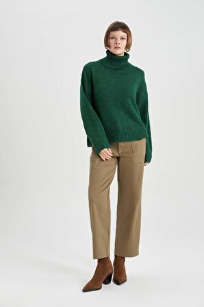 DeFacto Gabardin Kumaş Pantolon Straight Fit Cepli Yüksek Bel Düz Paça B5725AX23AUKH203