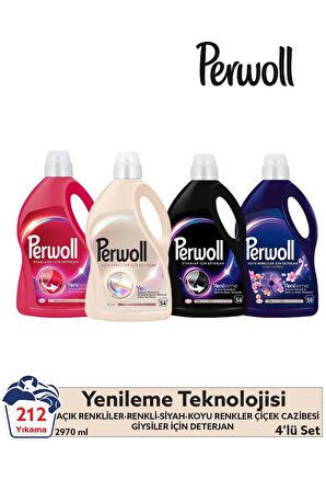 Perwoll Hassas Bakım Beyazlar Siyah Renkli (2.97L 162 Yıkama ) ÇiçekCazibesi Koyu Renkliler (2.75L 50 Yıkama) 4'lü Set