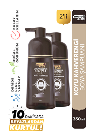 Softto Plus Brown Hair Shampoo 350 ml x 2 Adet