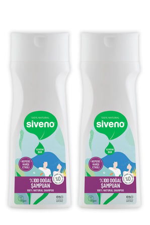 Siveno %100 Doğal Kepeğe Karşı Etkili Şampuan Yağlı Saçlar Çay Ağacı Keklik Üzümü Vegan 300 ml X 2 Adet