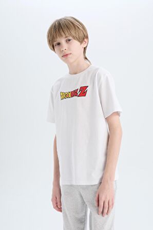 Erkek Çocuk Dragon Ball Bisiklet Yaka Sırt Baskılı Kısa Kollu Tişört
