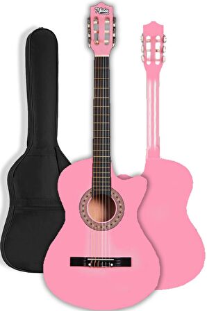 Midex CG-395PK Pembe Renk Kesik Klasik Gitar 4/4 Yetişkin Boy Sap Ayarlı Full Set