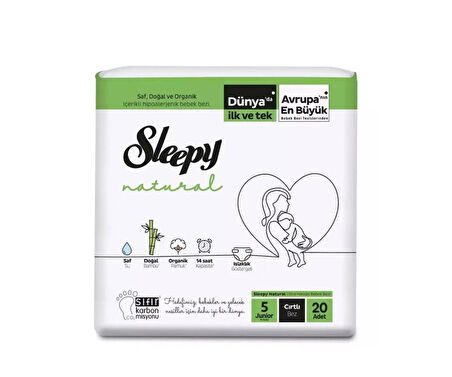 Sleepy Natural 5 Numara Junior 20'li Cırtlı Bez