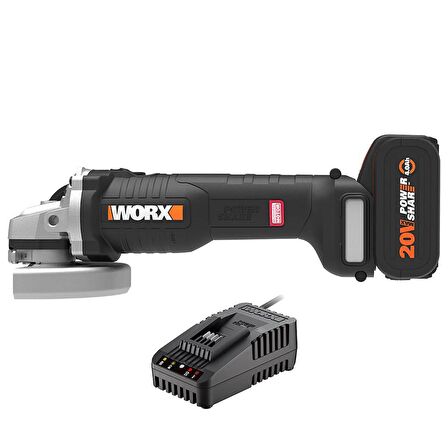 WORX WX812.9C 20Volt 2.0Ah. 125mm Kömürsüz Profesyonel Tek Akülü Şarjlı Avuç Taşlama 