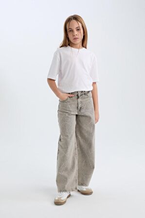 DeFacto Kız Çocuk Yılbaşı Temalı Wide Leg Geniş Paça Jean Pantolon D5435A824WNNM55