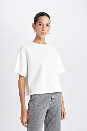DeFacto Relax Fit Bisiklet Yaka Basic Kısa Kollu Tişört C7630AX24AUER105