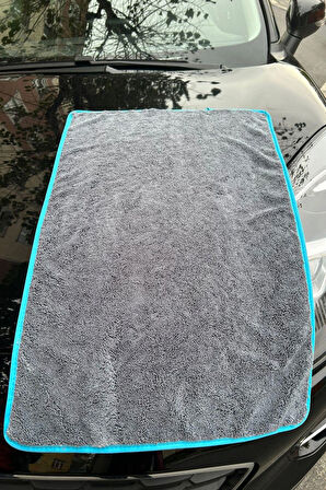 ( 1 Adet ) Mikrofiber Mavi Biyeli Oto Yıkama ,Kurulama ,Araba iç dış Temizlik Bezi 50x70 cm