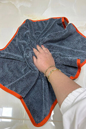 ( 1 Adet 50x70 ) Turuncu Biyeli Mikrofiber Yer , Duvar Fayans Silme Temizlik Bezi iz Bırakmaz