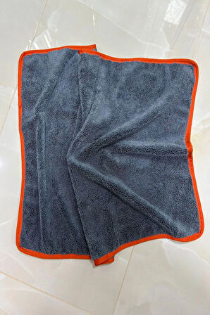 ( 1 Adet 50x70 ) Turuncu Biyeli Mikrofiber Yer , Duvar Fayans Silme Temizlik Bezi iz Bırakmaz