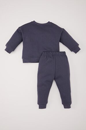 DeFacto Erkek Bebek 2'li Takım Bisiklet Yaka Baskılı Sweatshirt Beli Lastikli Eşofman Altı D6767A524WNAR153