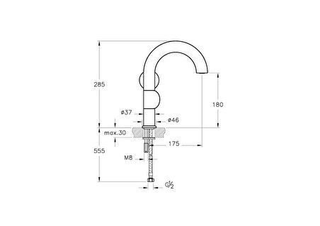 VitrA Liquid A4274939 Lavabo Bataryası, Sağdan Kullanım, Parlak Siyah