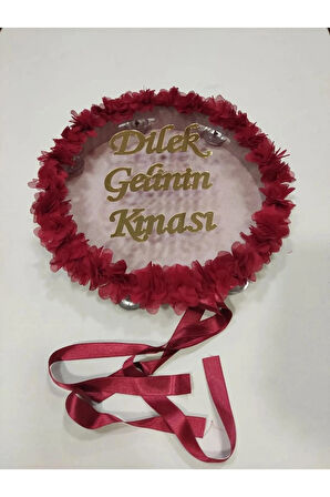  İsme Özel Lazer Güllü Pleksi Süslü Deri Tef Kına Gecesi Gelin Tefi 30 cm Vurmalı Çalgı Müzik Aleti