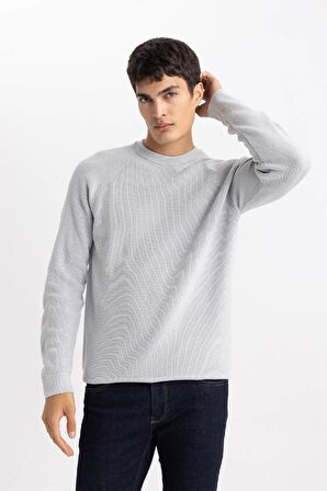 DeFacto Standart Fit Normal Kesim Bisiklet Yaka Basic Düz Triko Kazak A8458AX24SPGR184