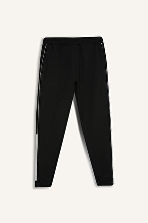 DeFactoFit Sporcu Standart Fit Jogger Eşofman Altı İçi Yumuşak Tüylü Skuba Dalgıç Kumaş B4537AX25SPBK81