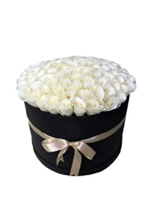 Silindir Kutuda Gerçek Görünümlü Yapay Kadife Gül Kız Isteme Buketi