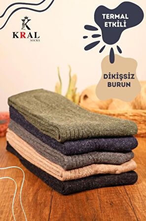 Erkek ve Kadın Kışlık Termal Etkili (5'li Paket) Lambswool Kuzu Yün Çorap