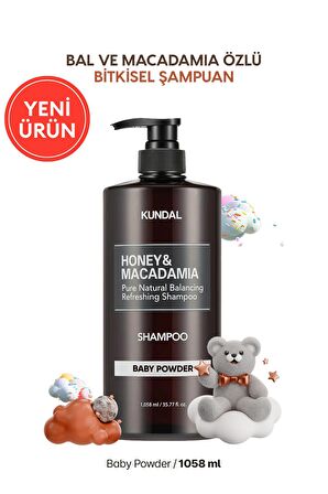 Kırılma Karşıtı Besleyici Bakım Şampuanı KUNDAL Honey & Macadamia Nature Shampoo 1058ml Baby Powder