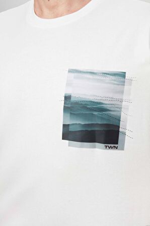 Oversize Beyaz Baskılı %100 Pamuk T-shirt 2EC14ORT05210