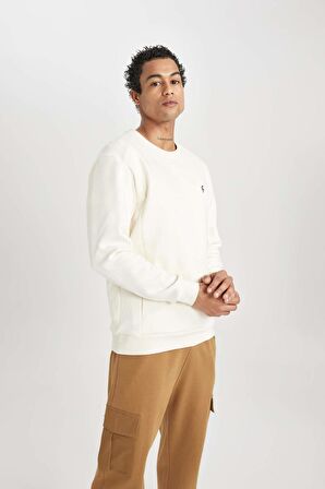 DeFactoFit Standart Fit Bisiklet Yaka Baskılı Cepli Sporcu Sweatshirt B4773AX24SPER105