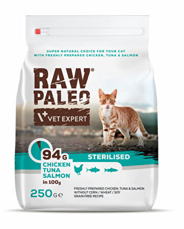 Raw Paleo Sterilised Cat Chicken&Tuna&Salmon (Kısır Kedi Maması) 2 Kg 