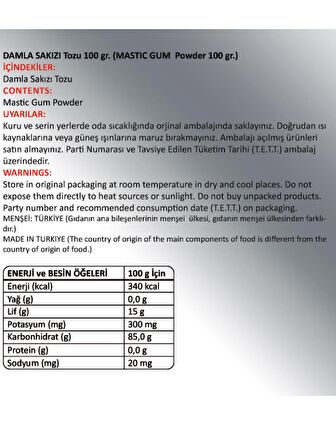 Damla Sakızı Tozu (MASTİC GUM POWDER) 100 gr Cam Kavanoz