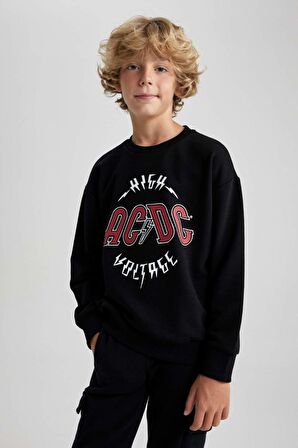 DeFacto Erkek Çocuk AC/DC Bisiklet Yaka Sweatshirt B1289A823AUBK81