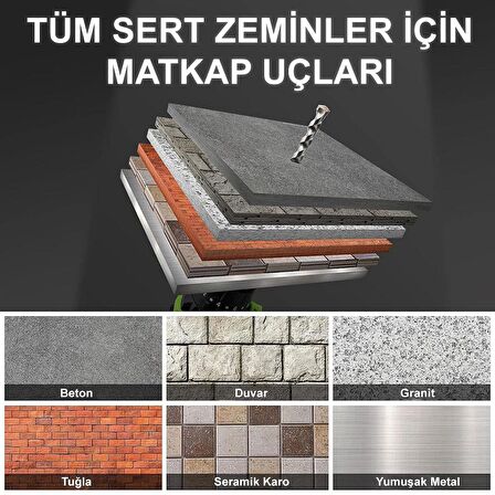 CAT DA04901 8 Parça Tungsten Karbür Beton Matkap Uç Seti 