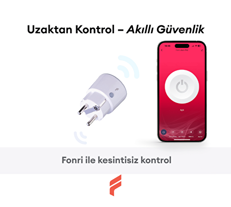 Fonri Akıllı Priz (16 AMPER) 3'lü Set, Uzaktan Kontrol, Anlık Enerji Tüketim Takip, Zamanlayıcı, Tuya