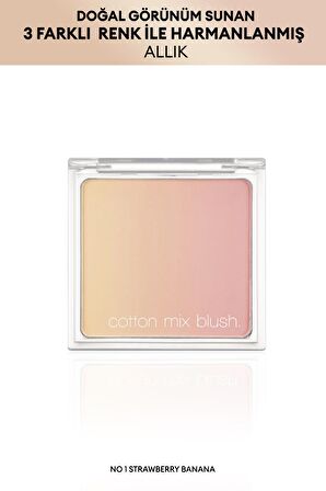 Doğal Görünümlü , 3 Farklı Tonlama Sağlayan, Uzun Süre Kalıcı Allık Cotton Mix Blush (No.1)