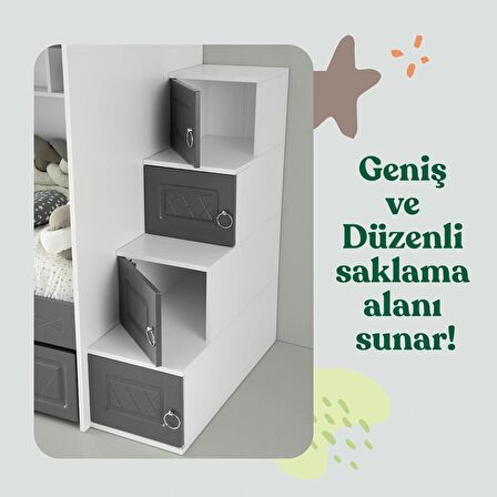 Zümrüt Yavrulu Ranza Antrasit & Beyaz Çelik Destekli MDF Membran Kaplama  %100 MDF