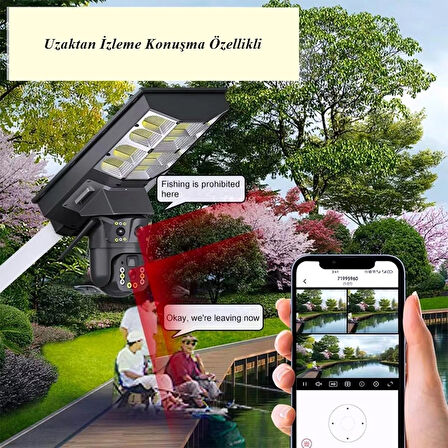 Ip66 4G Sım Kartlı Ptz Hareketli Kamera Uzaktan İzleme + Solar Sokak Lambası Harekete Duyarlı 