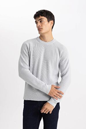 DeFacto Standart Fit Normal Kesim Bisiklet Yaka Basic Düz Triko Kazak A8458AX24SPGR184