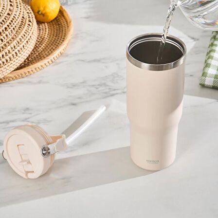 Karaca Star Ice Çelik Sızdırmaz Termos 860 ml Bej