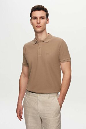 Ds Damat Regular Fit Vizon Pike Dokulu %100 Pamuk Kıvrılmaz Polo Yaka Nakışlı T-Shirt 4HC14ORT51000 4HC14ORT51000