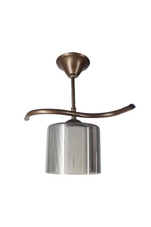 Fuji Bronz Tekli Füme + Beyaz Camlı Avize | Kaliteli Modern Metal Avize