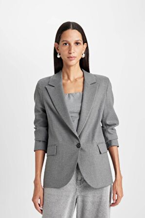 DeFacto Oversize Geniş Kalıp Düğmeli Basic Düz Blazer Ceket B0490AX24AUGR210