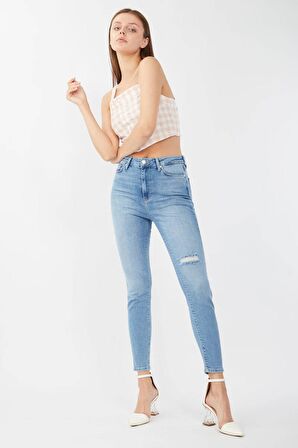 Kadın Mavi Süper Skinny Fit Jean Pantolon