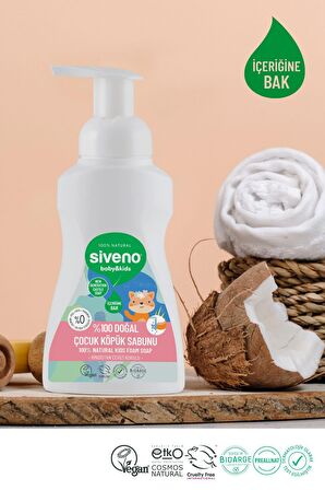 Siveno %100 Doğal Çocuk Köpük Kastil Sabun Zeytinyağlı Yoğun Nemlendirici Arındırıcı Bitkisel Vegan 250 ml