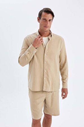 DeFacto Relax Fit Polo Yaka Pamuklu Uzun Kollu Gömlek C1106AX24SMBG732